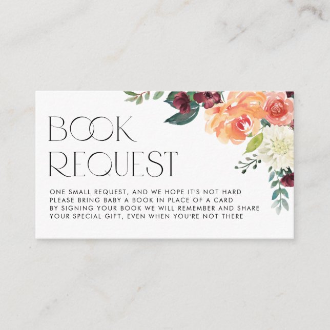 Tarjeta De Recepción Solicitud de un libro de cubitos con flores de col (Anverso)