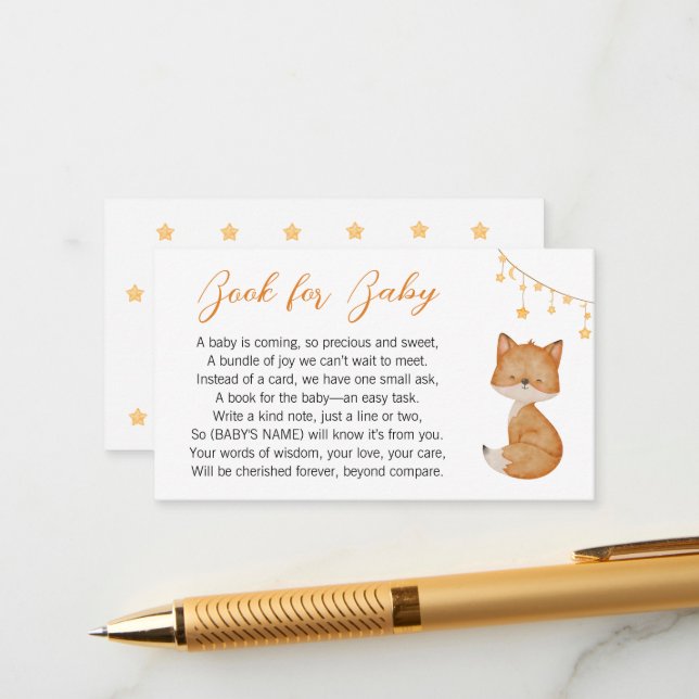 Tarjeta De Recepción Solicitud Dreamy Fox Baby Shower Book (Anverso/Reverso In Situ)