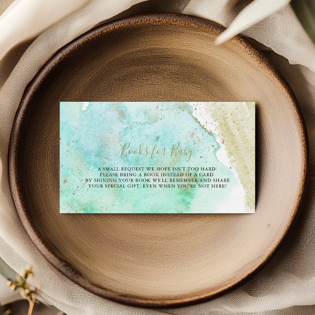 Tarjeta De Recepción Solicitud sencilla de libros Baby Shower Gold y Gr (Subido por el creador)