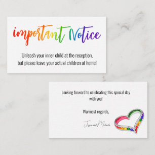 Tarjeta De Recepción ¡Solo adultos!🌈 Entrelazados en Orgullo – Sin Niñ