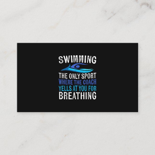 Tarjeta De Recepción Sólo Deporte De Natación Donde Entrenador Regalos  (Anverso)