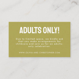 Tarjeta De Recepción Solo para adultos! Armonía Rústica Negrita minimal