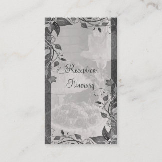 Tarjeta De Recepción Sombras De Damasco De Pastel De Boda Gris