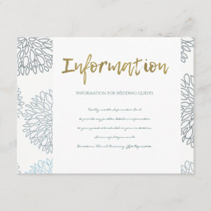 TARJETA DE RECEPCIÓN SOMBRAS DE INFORMACIÓN DE PATRÓN FLORAL AZUL DE DA