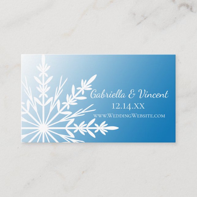Tarjeta De Recepción Sombrerero de nieve blanco en sitio web de Boda az (Anverso)