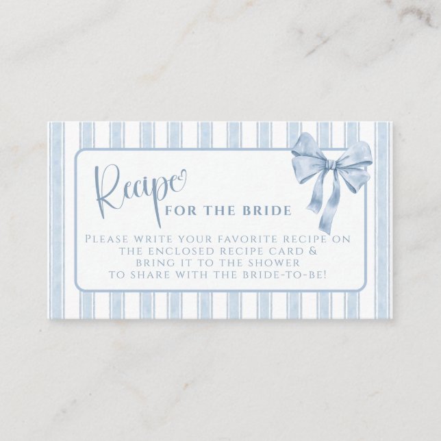Tarjeta De Recepción Something Blue Before I Do Bow Recipe Request (Anverso)