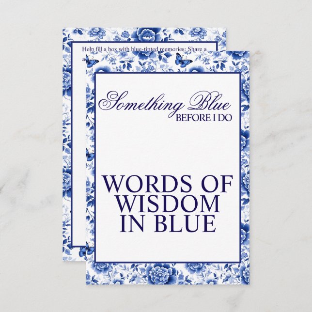 Tarjeta De Recepción Something Blue Before I Do Floral Bridal Shower  (Anverso / Reverso)