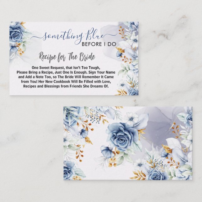 Tarjeta De Recepción Something Blue Before I do floral Recipe (Anverso / Reverso)