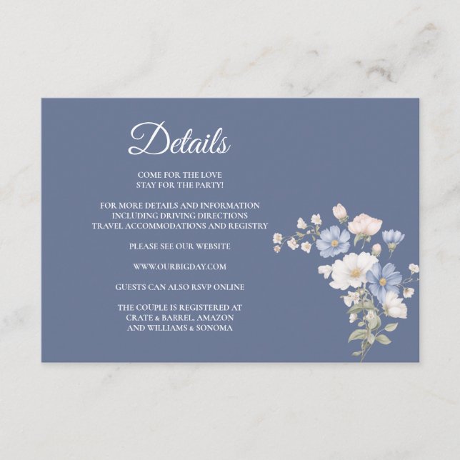 Tarjeta De Recepción Something Blue Enclosure Card Details (Anverso)