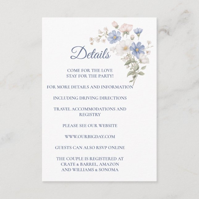 Tarjeta De Recepción Something Blue Enclosure Card Details (Anverso)