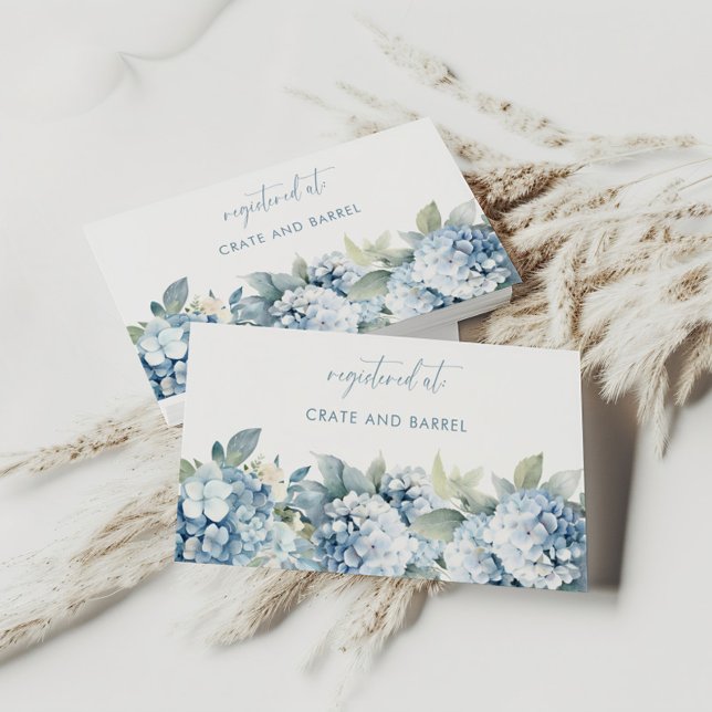 Tarjeta De Recepción Something Blue Hydrangea Bridal Registry Card (Subido por el creador)