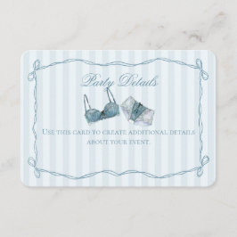 Tarjeta De Recepción Something Blue Lingerie Shower Details Insert