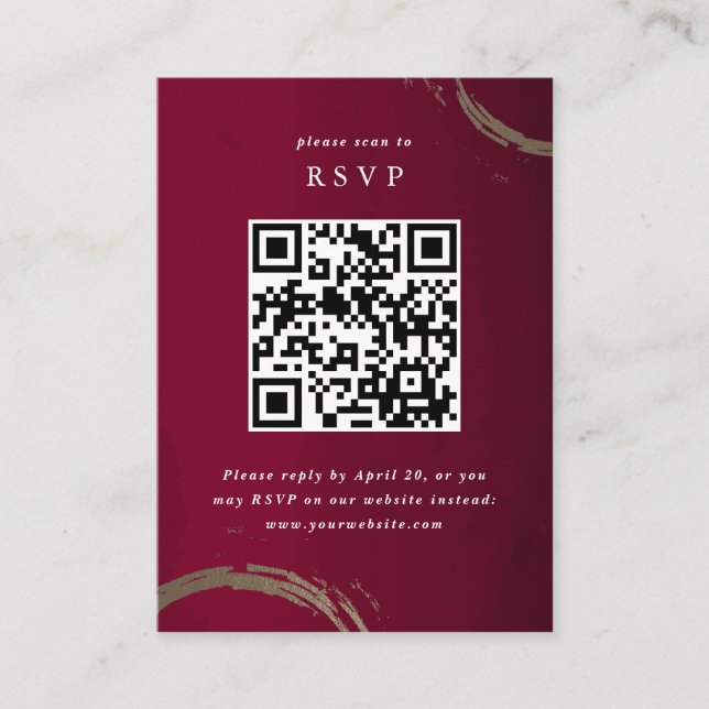 Tarjeta De Recepción Sondas de cóctel dorado RSVP con código QR (Anverso)
