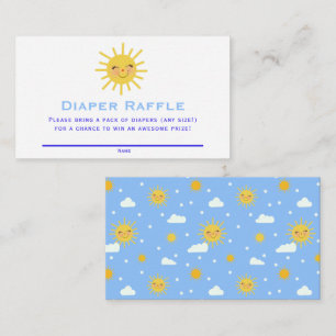 Tarjeta De Recepción Sonriente Sun & Clouds Baby Shower Diaper Raffle