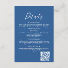 Tarjeta De Recepción Sophisticated Azure Wedding Details Enclosure Card
