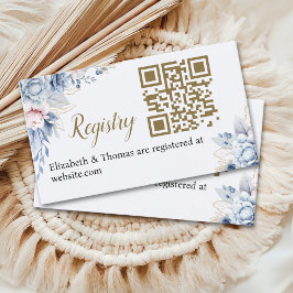 Tarjeta De Recepción Sophisticated Blue Floral Bridal Shower