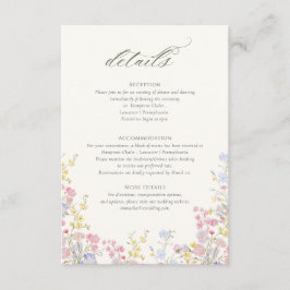 Tarjeta De Recepción Sophisticated Floral Calligraphy Wedding Details