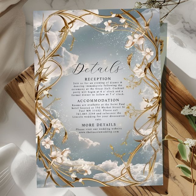 Tarjeta De Recepción Sorprendente Art Nouveau Gold y Boda de flores (Subido por el creador)