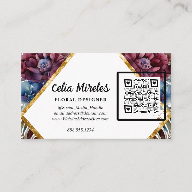 Tarjeta De Recepción Sorprendente sofisticación Jewel-Toned Peony QR có (Anverso)