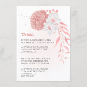 Tarjeta De Recepción sorprendentes detalles florales rosas y blancas