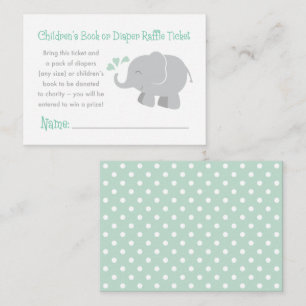 Tarjeta De Recepción Sorteo de libro o pañal de elefante de menta para 