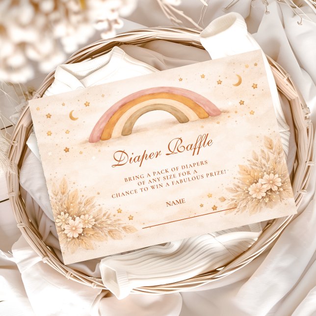 Tarjeta De Recepción Sorteo de Pañales Arcoíris Boho Neutral (Subido por el creador)
