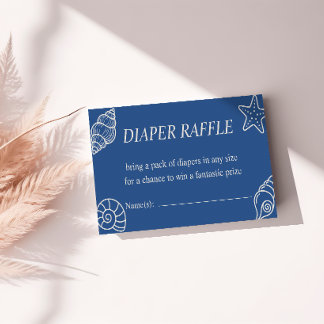 Tarjeta De Recepción Sorteo de Pañales Azul Océano para Baby Shower
