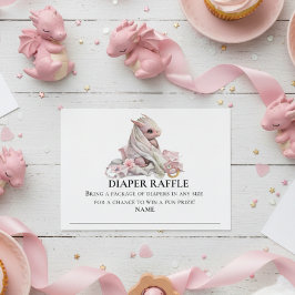 Tarjeta De Recepción Sorteo de Pañales Baby Shower Dragón Rosa