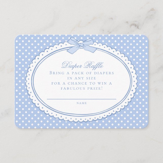 Tarjeta De Recepción Sorteo de Pañales Blue Gingham Coquette (Anverso)