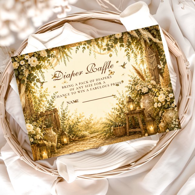 Tarjeta De Recepción Sorteo de pañales botánicos boho caprichosos (Subido por el creador)