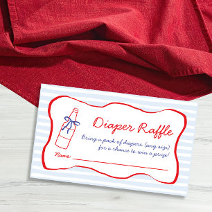 Tarjeta De Recepción Sorteo de Pañales Botella de Soda Rojo y Azul Baby