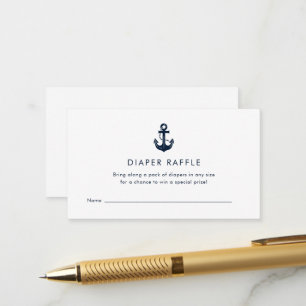 Tarjeta De Recepción Sorteo de Pañales con Ancla de Marina Fiesta de Be