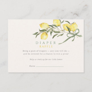 Tarjeta De Recepción Sorteo de pañales con lazo de limón y salvia Baby