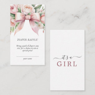 Tarjeta De Recepción Sorteo de pañales con lazo rosa claro floral román