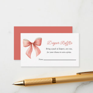 Tarjeta De Recepción Sorteo de pañales con lazo rosa coral