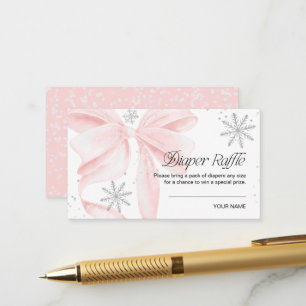 Tarjeta De Recepción Sorteo de pañales con lazo rosa Snow in Love