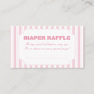 Tarjeta De Recepción Sorteo de Pañales con Patrón de Rayas Rosadas de M