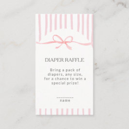 Tarjeta De Recepción Sorteo de Pañales con Rayas Rosadas Clásicas y Laz