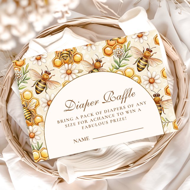 Tarjeta De Recepción Sorteo de pañales con tema de abeja melífera (Subido por el creador)