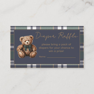 Tarjeta De Recepción Sorteo de pañales con tema de Oso elegante Chic Fa