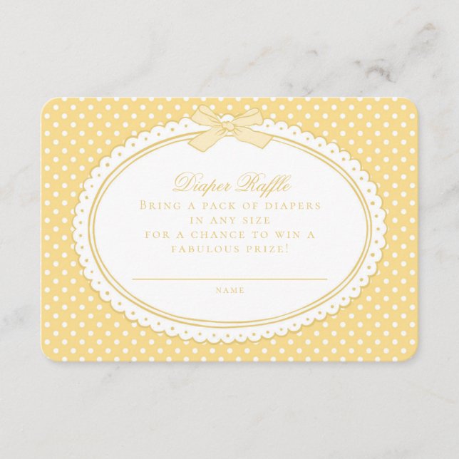 Tarjeta De Recepción Sorteo de Pañales Coquette de Gingham Amarillo (Anverso)