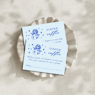 Tarjeta De Recepción Sorteo de Pañales Cupido Azul para Baby Shower del