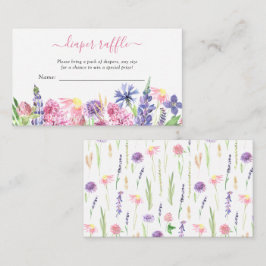 Tarjeta De Recepción Sorteo de pañales de acuarela de flores silvestres