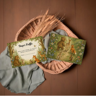 Tarjeta De Recepción Sorteo de Pañales de Animales del Bosque Rústico