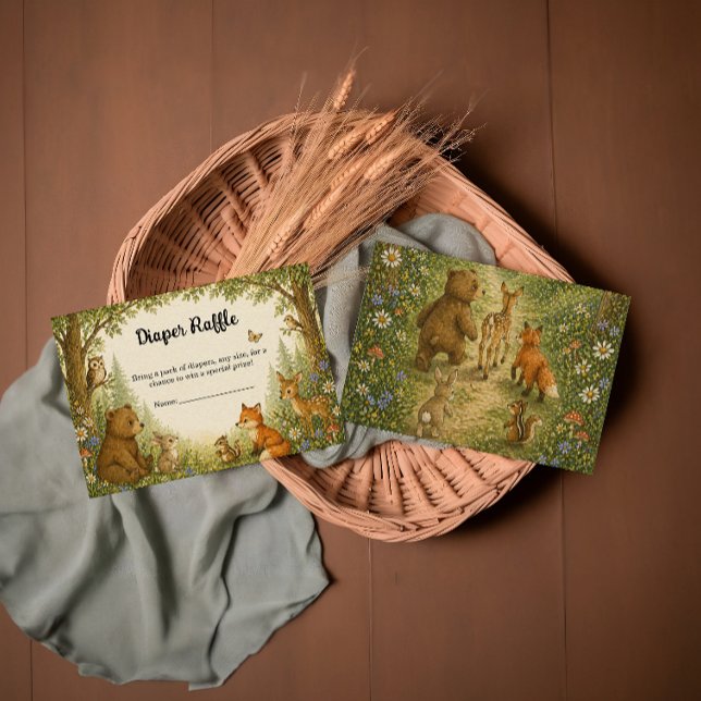 Tarjeta De Recepción Sorteo de Pañales de Animales del Bosque Rústico (Subido por el creador)
