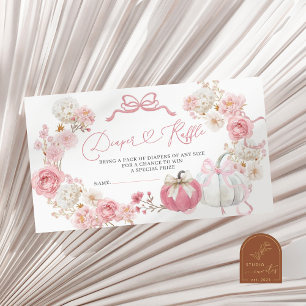 Tarjeta De Recepción Sorteo de pañales de calabacita blanca y rosa