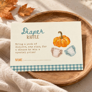 Tarjeta De Recepción Sorteo de pañales de calabaza azul a cuadros vinta