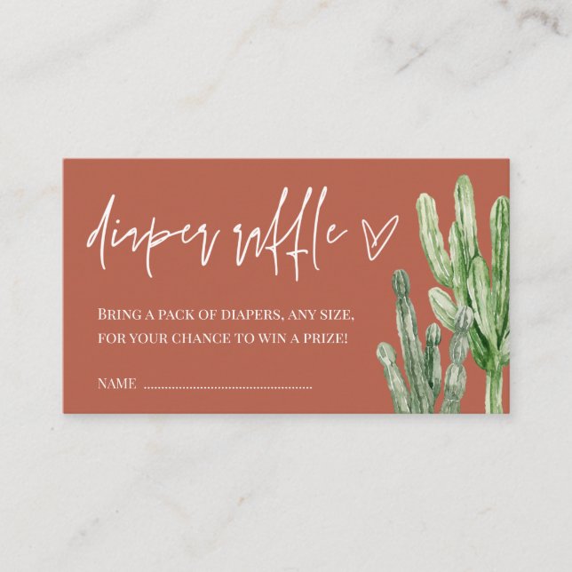 Tarjeta De Recepción Sorteo de pañales de desierto género neutral cactu (Anverso)