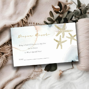 Tarjeta De Recepción Sorteo de pañales de estrella de mar azul dorada B