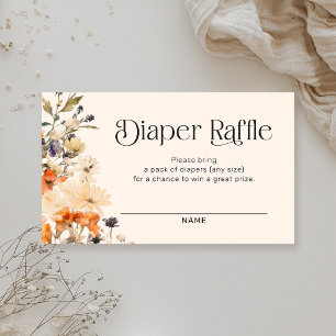 Tarjeta De Recepción Sorteo de pañales de flores silvestres de otoño co
